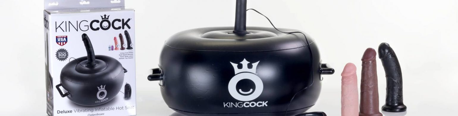 King Cocks Vibrator with Inflatable Hot Seat and double King Cock Attachments